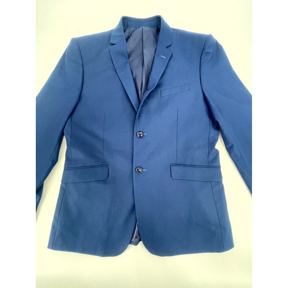 Alain Dupetit 2-Piece Suit Set Mens 40R/34W Royal Blue Tetron Slim Notch Lapel